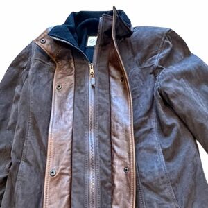 Lone Pine 100% Leather Suede Lambskin Brown Field Jacket Coat Made USA Leather